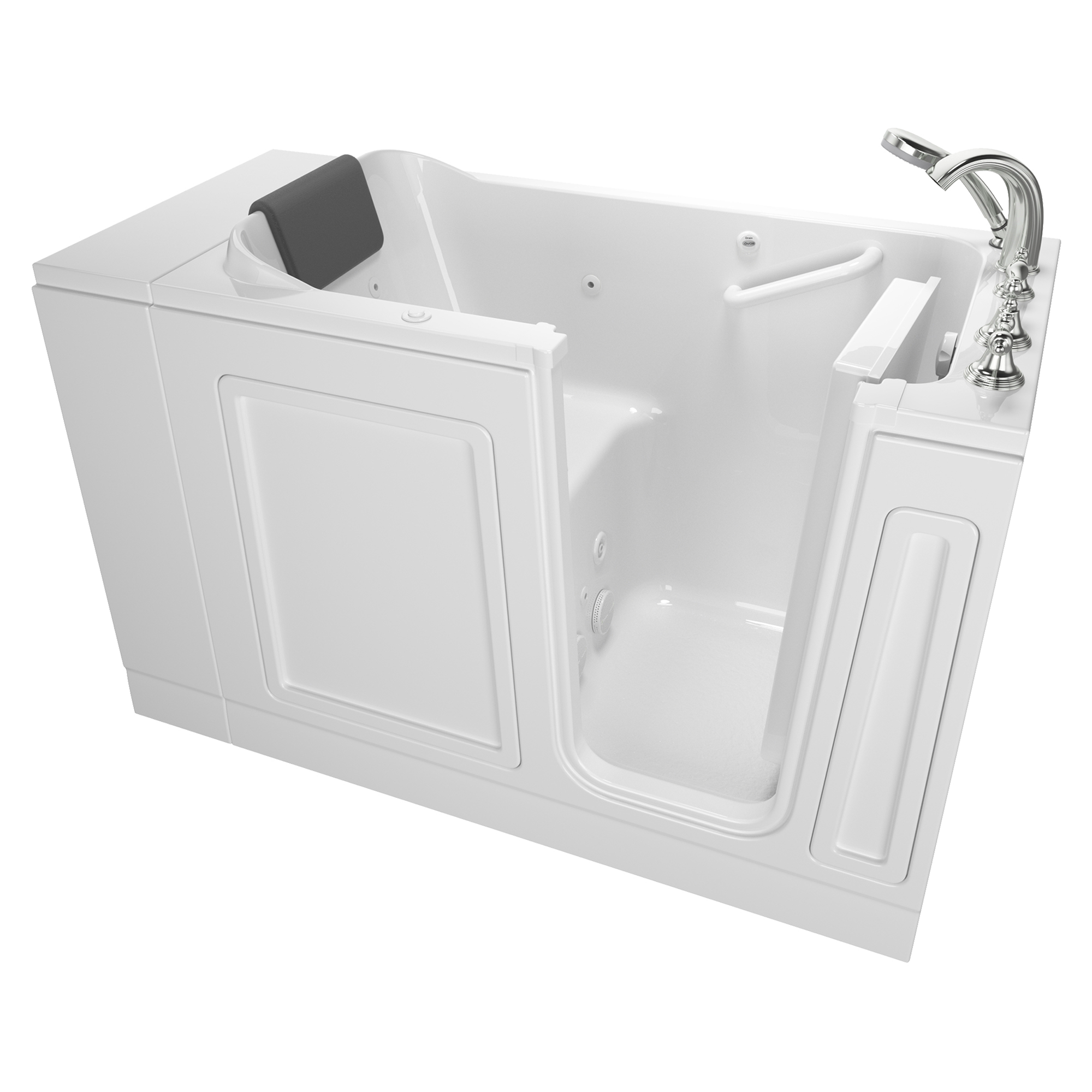 Baignoire à porte en acrylique de la série Luxury, 28 x 48 pouces, avec système à remous - Vidange à droite avec robinet